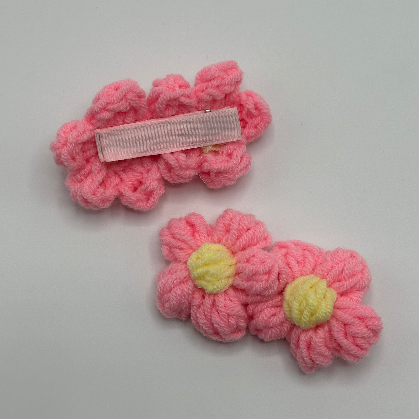 Crochet Daisy Clips - Pink