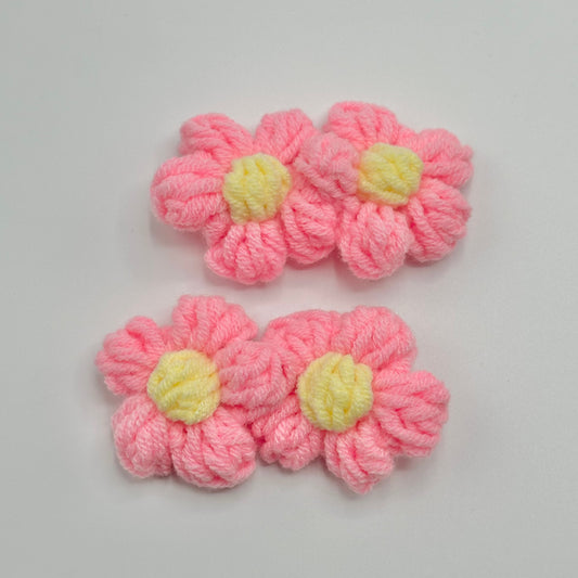 Crochet Daisy Clips - Pink