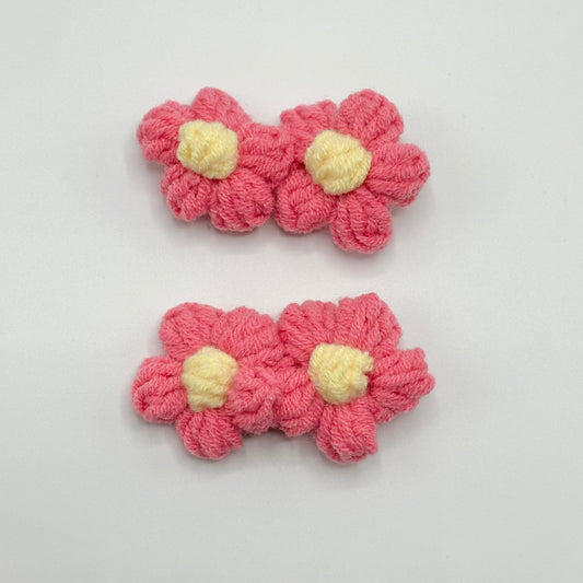 Crochet Daisy Clips - Rose