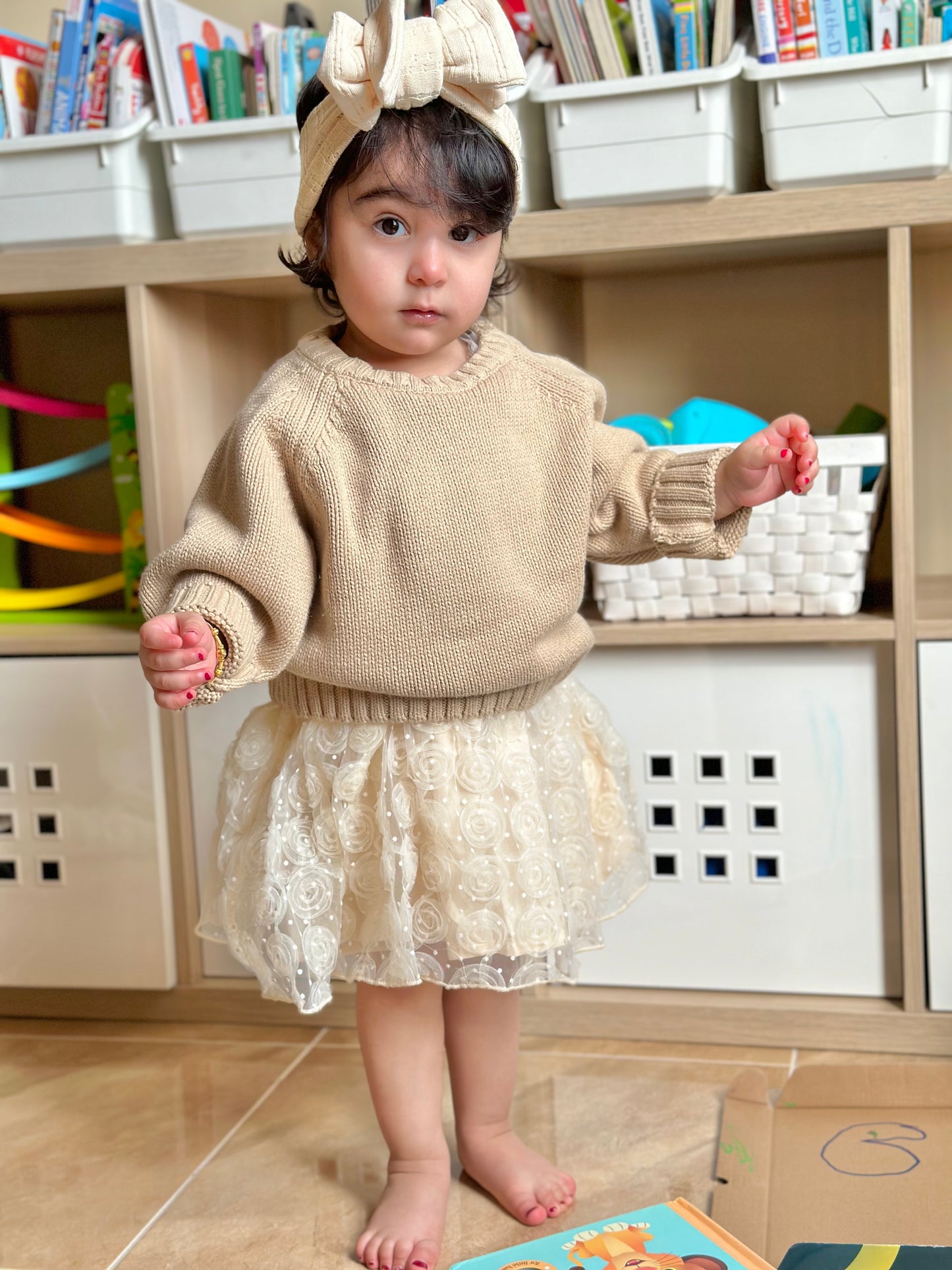 Oversized Knitted Sweater - Beige