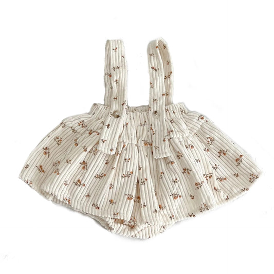 Corduroy Skirt Overall- Cream Print