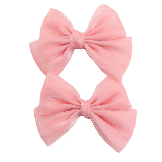 Pink Bow Clips Set (2 pcs)