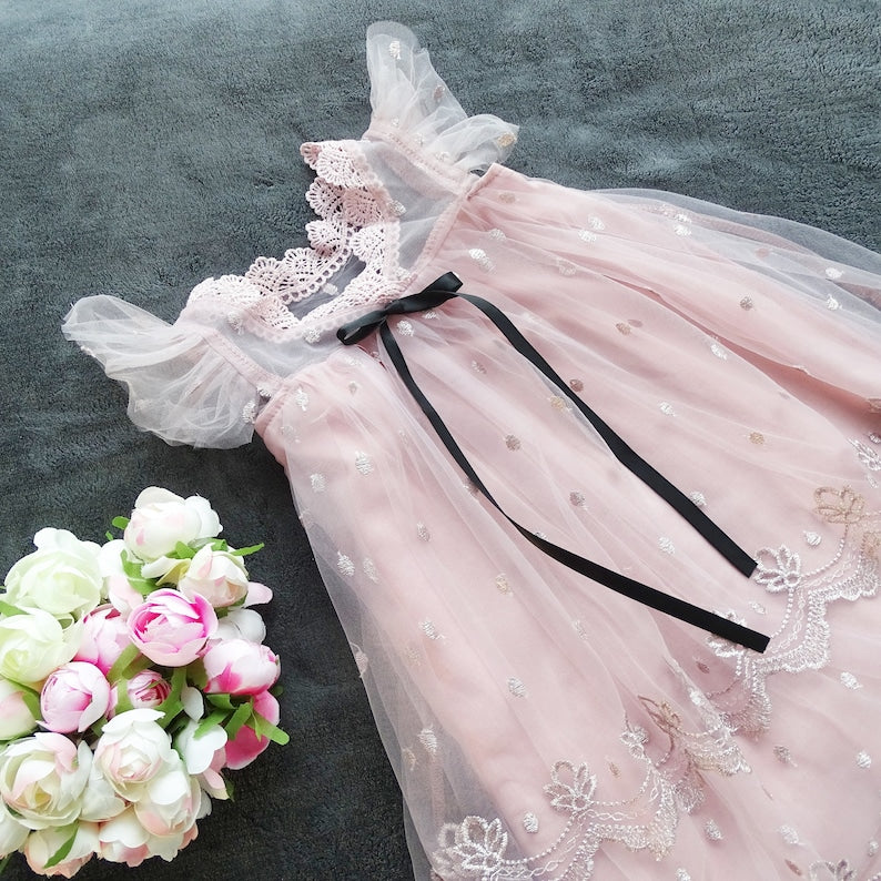 Vintage Lace Dress -Rosey Pink