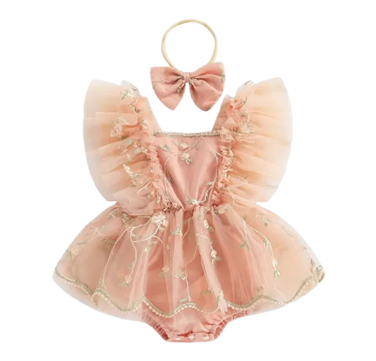 Birthday Girl Romper - Peach