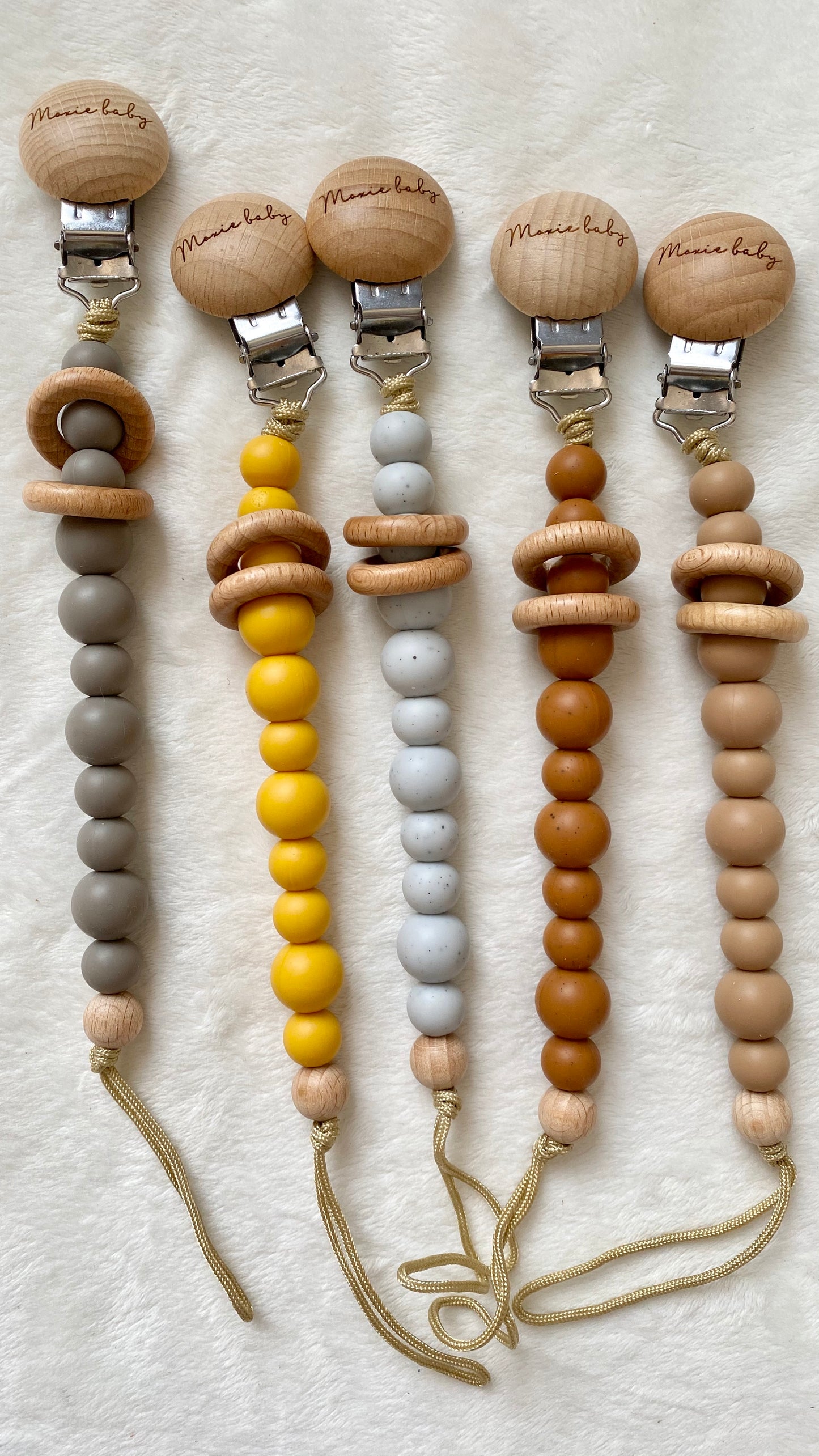 Pacifier Clip - Silicone - Tan