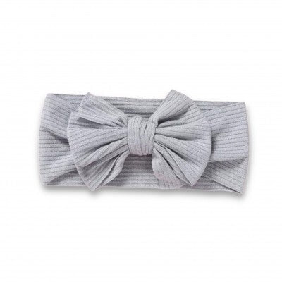 Bowknot Ribbed Headband -Light Grey