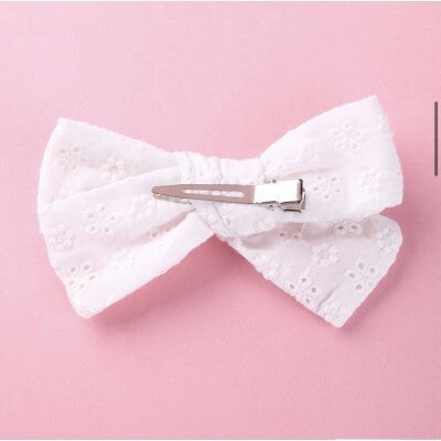 Mini Bow Clip - White