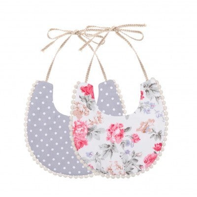 Reversible Drool Bibs - Floral Blue