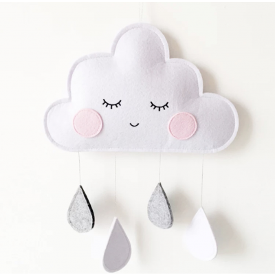 Hanging Felt Cloud- Grey Drops