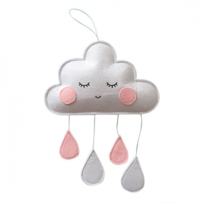 Hanging Felt Cloud- Pink Drops