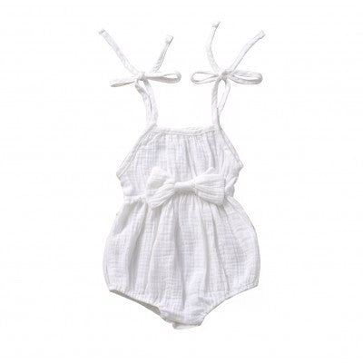 Bowtie Muslin Romper - White