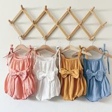 Bowtie Muslin Romper - Peach