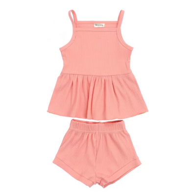 Ribbed Tank & Shorts - Peachy Pink