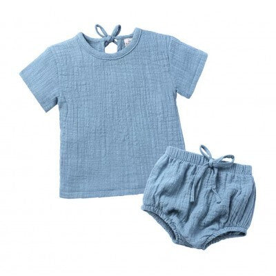 Muslin Shirt & Bloomers Set - Sky Blue