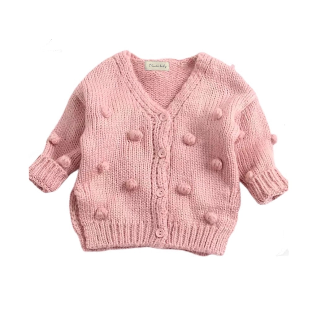 Pom Pom Oversized Cardigan - Pink