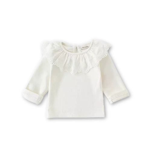 Princess Collar Shirt - White Pointelle