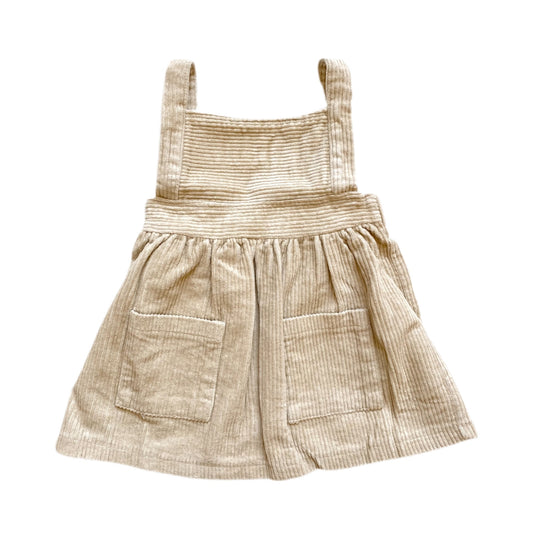 Corduroy Overall Dress - Cream