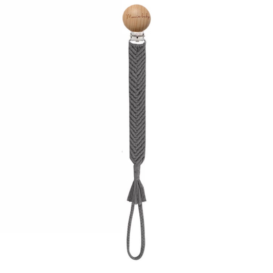 Pacifier Clip - Macrame – Grey