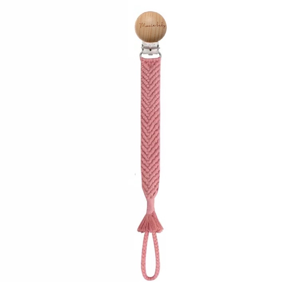 Pacifier Clip - Macrame – Pink