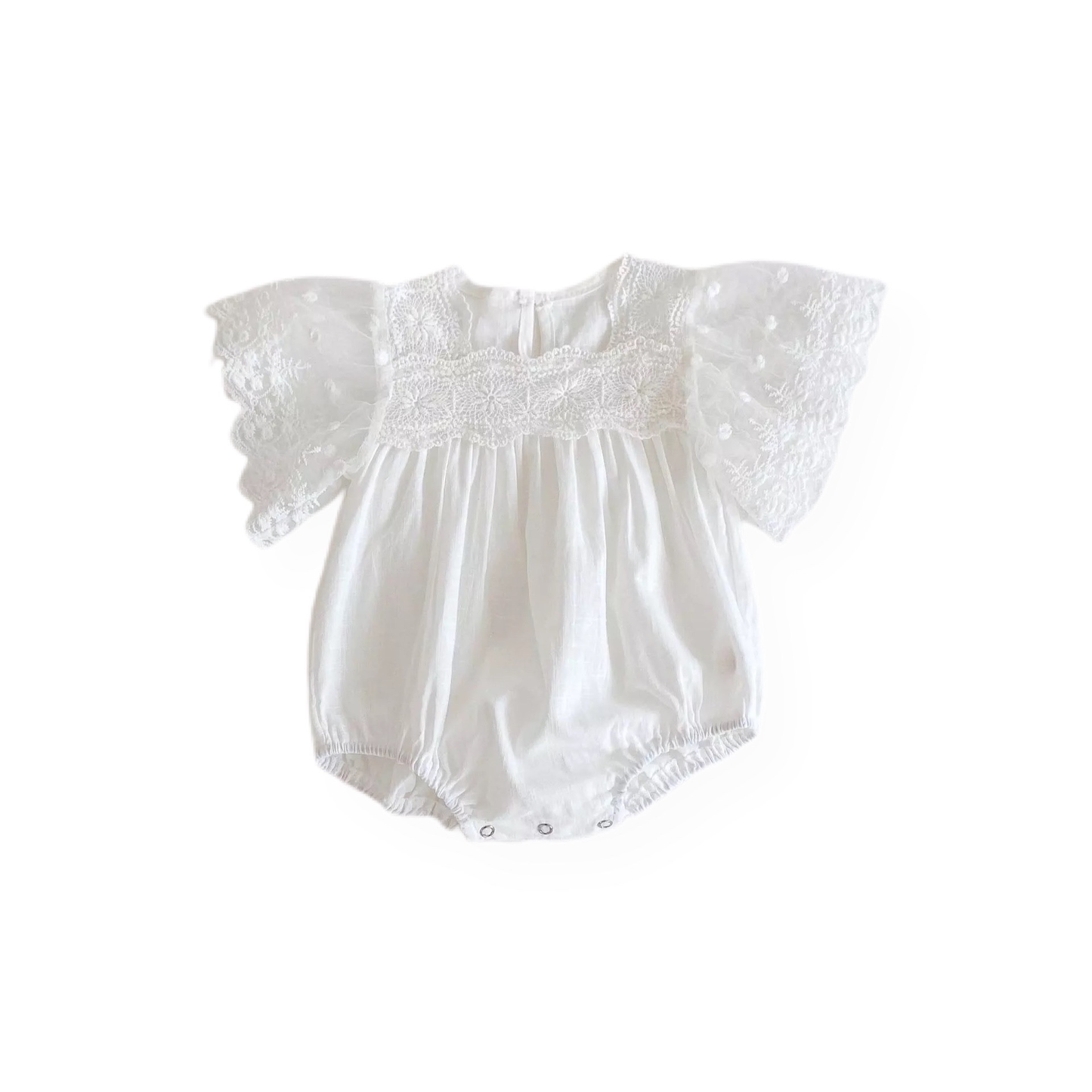 Lacey Sleeve Romper - White