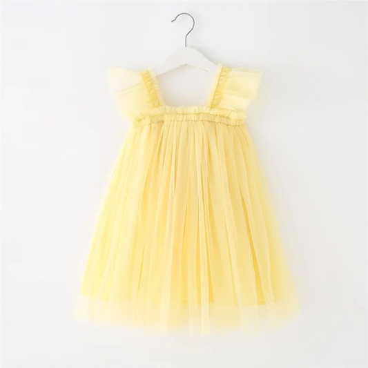 Butterfly  Tulle Dress - Yellow