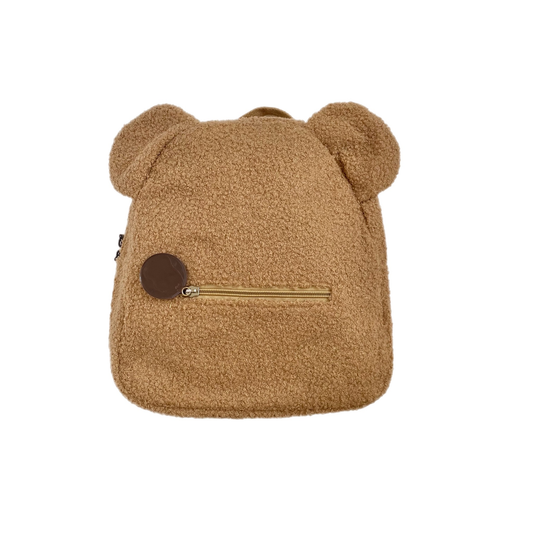 Fuzzy Bear Backpack - Dark Beige