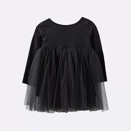 Long Sleeve Tutu Dress - Black