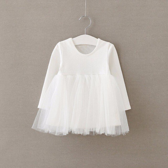 Long Sleeve Tutu Dress - White