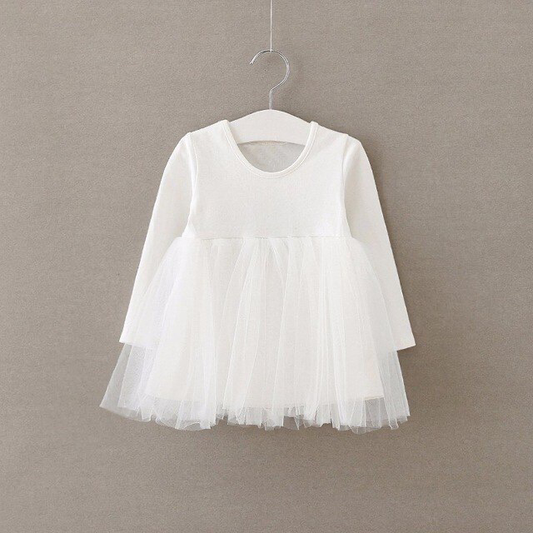 Long Sleeve Tutu Dress - White