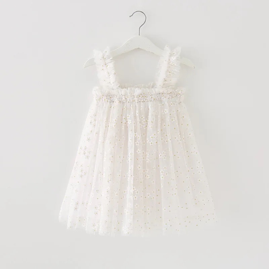 Mini Daisy Tulle Dress - White