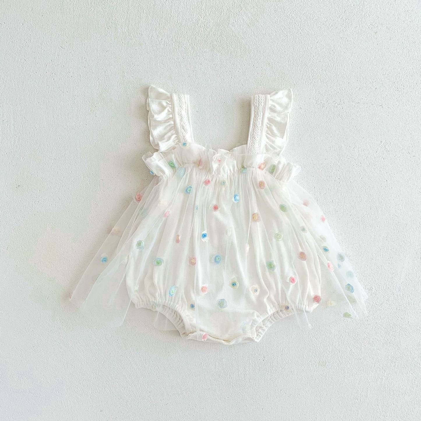 Twirly overall Romper - white