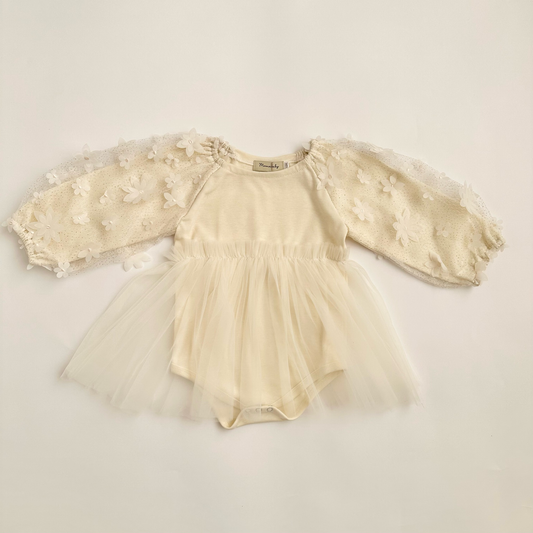 Flower Girl Sleeve Romper - Cream