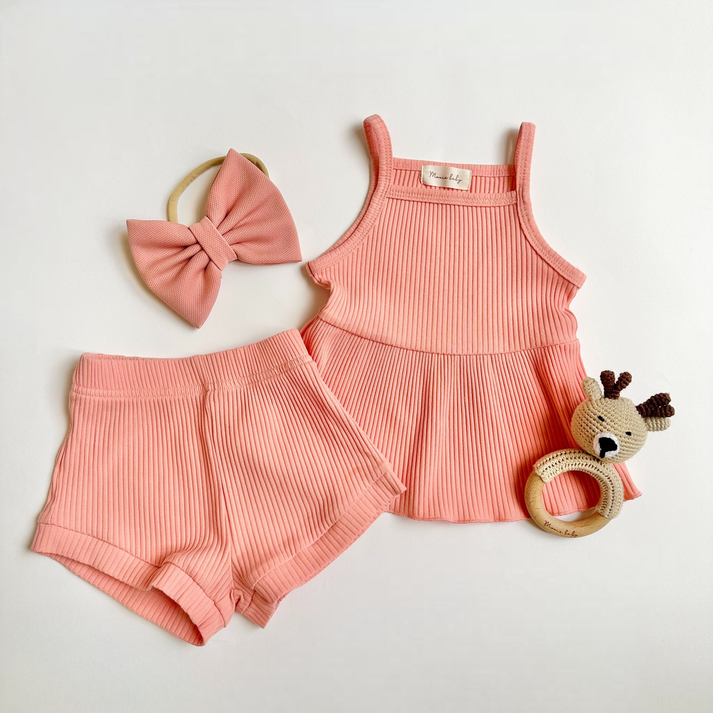 Ribbed Tank & Shorts - Peachy Pink